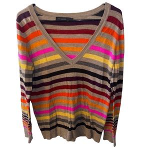 Women’s Striped V Neck Sweater